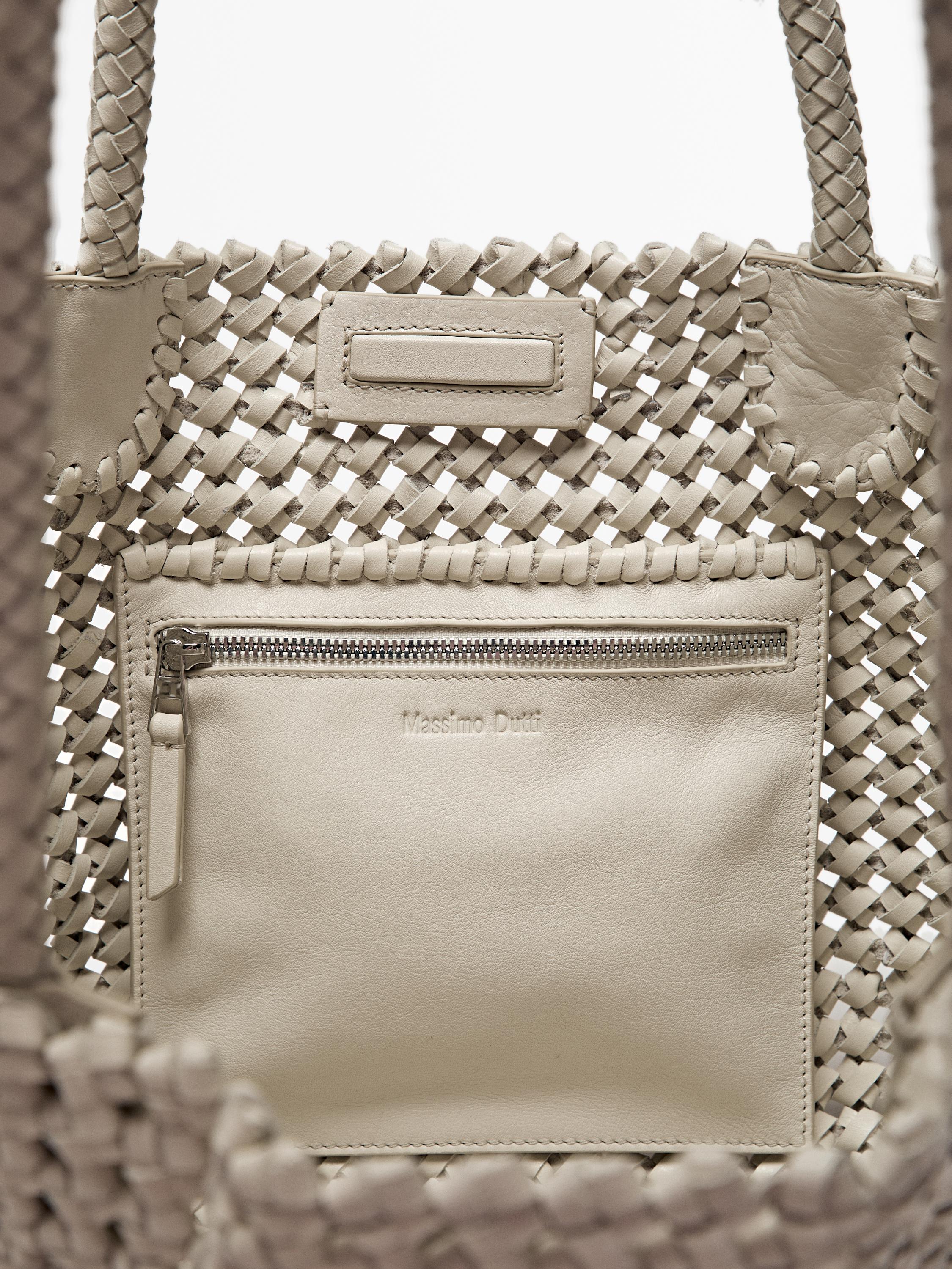 Braided nappa leather shopper bag